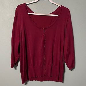 Maurices Dark Red Button 3/4 Sleeve Up Cardigan
